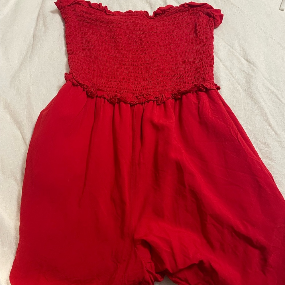 Maison Jules Red Strapless Jumpsuit